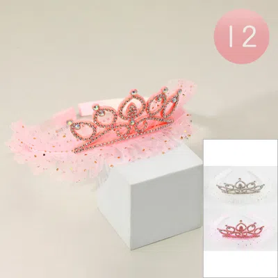 FASHNZFAB 12PCS - RHINESTONE EMBELLISHED TULLE CROWN HEADBANDS
