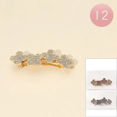 FASHNZFAB 12PCS - RHINESTONE QUATREFOIL BARRETTES