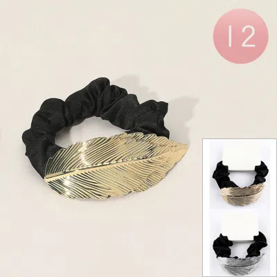 FASHNZFAB 12PCS - TEXTURED METAL LEAF HAIR SCRUNCHIES