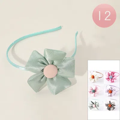 FASHNZFAB 12PCS -SATIN FEEL FABRIC PETAL FLOWER HEADBAND