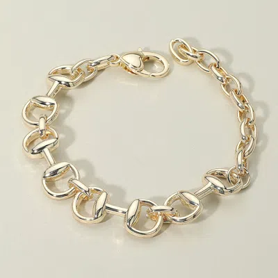 FASHNZFAB 14K GOLD PLATED HORSEBIT LINK CHAIN BRACELET