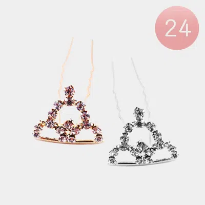 FASHNZFAB 24PCS - STONE EMBELLISHED CROWN HAIR COMB PINS