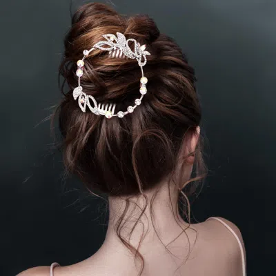 FASHNZFAB 2PCS - RHINESTONE LEAF MAGNETIC HAIR COMBS