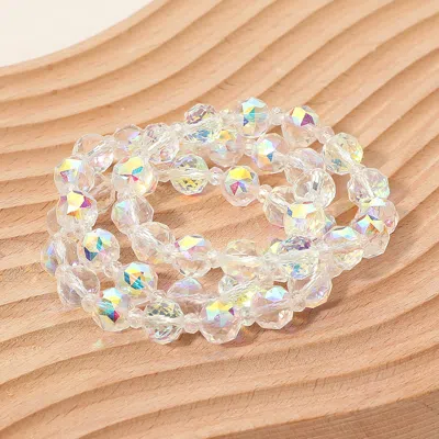 FASHNZFAB 3PCS - FACETED BEADED STRETCH MULTI LAYERED BRACELETS