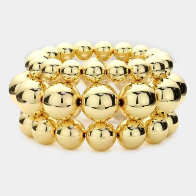 FASHNZFAB 3PCS - METAL BALL STRETCH MULTI LAYERED BRACELETS