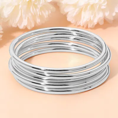 FASHNZFAB 3PCS - POLISHED METAL MULTI LAYERED BANGLE BRACELETS