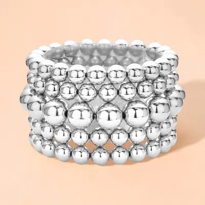 FASHNZFAB 5PCS - METAL BALL STRETCH BRACELETS