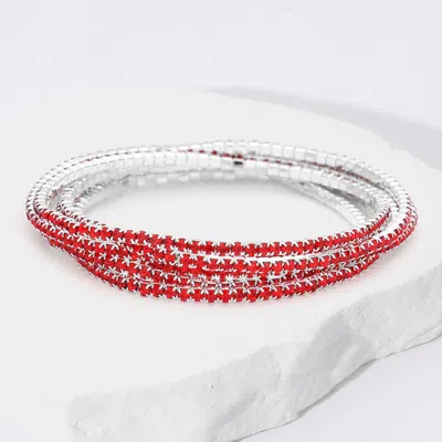 FASHNZFAB 6PCS - RHINESTONE MULTI LAYERED STRETCH EVENING BRACELETS 0.5" H, 2.25" D