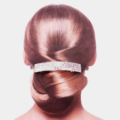 FASHNZFAB 6ROWS RHINESTONE RECTANGLE BARRETTE