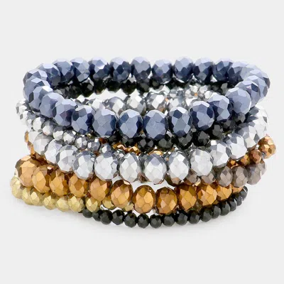 FASHNZFAB 9PCS - FACETED BEAD STRETCH BRACELETS