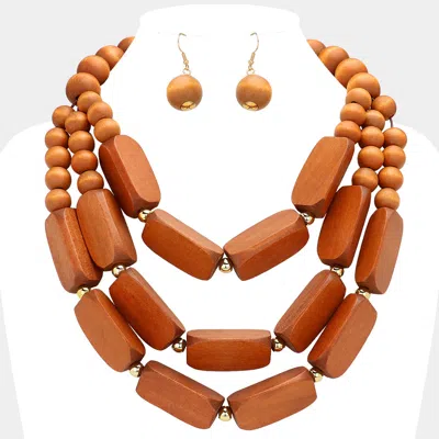 FASHNZFAB ABSTRACT WOODEN TRIPLE LAYERED STATEMENT NECKLACE