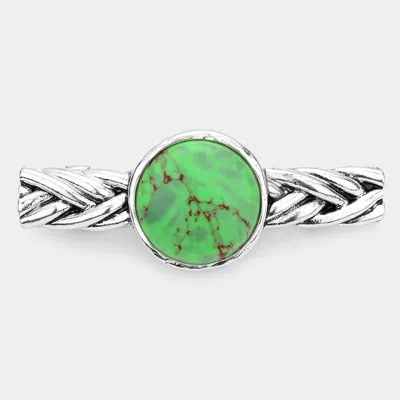 FASHNZFAB ANTIQUE METAL NATURAL STONE ACCENTED BARRETTE