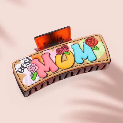 FASHNZFAB BEST MOM MESSAGE FAUX LEATHER HAIR CLAW CLIP