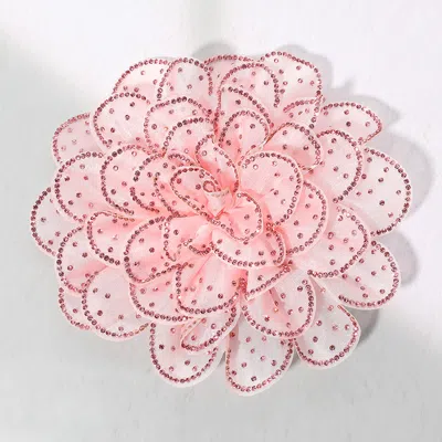 FASHNZFAB BLING STUDDED FABRIC FLOWER BROOCH / HAIR CLIP