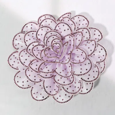 FASHNZFAB BLING STUDDED FABRIC FLOWER BROOCH / HAIR CLIP