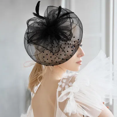 FASHNZFAB BOW FEATHER MESH FLOWER FASCINATOR / HEADBAND