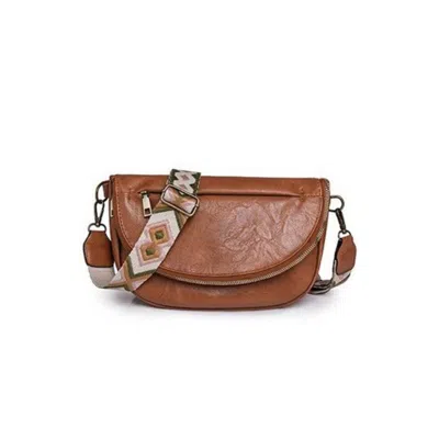 FASHNZFAB CALLIE FOLD OVER LEATHER CROSSBODY SLING BAG