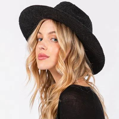 FASHNZFAB CHENILLE PATTERN FEDORA HAT WITH BRAIDED BAND