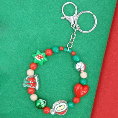 FASHNZFAB CHRISTMAS CHARM BEADED STRETCHABLE KEYCHAIN