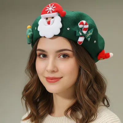 FASHNZFAB CHRISTMAS DECORATION FUZZY BERET HAT