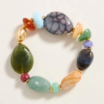 FASHNZFAB CHUNKY MIXED RESIN PEBBLE BEADED STRETCH BRACELET