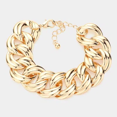 FASHNZFAB CHUNKY TEXTURED METAL CHAIN BRACELET