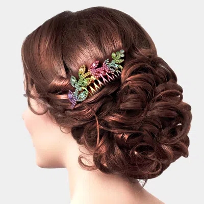 FASHNZFAB COLORFUL RHINESTONE LEAF HAIR COMB