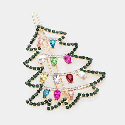 FASHNZFAB COLORFUL TEARDROP STONE CHRISTMAS TREE BARRETTE