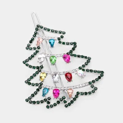 FASHNZFAB COLORFUL TEARDROP STONE CHRISTMAS TREE BARRETTE