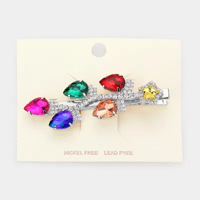 FASHNZFAB COLORFUL TEARDROP STONE SNAP ALLIGATOR HAIR CLIP