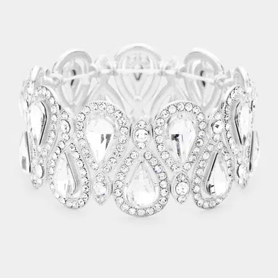 FASHNZFAB CRYSTAL GLASS TEARDROP EVENING STRETCH BRACELET