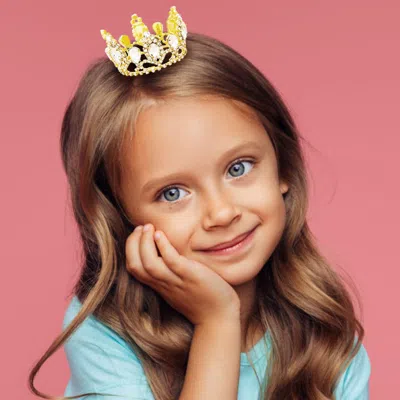 FASHNZFAB CRYSTAL OVAL ACCENTED RHINESTONE PAVE MINI CROWN TIARA