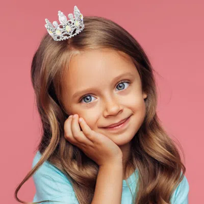 FASHNZFAB CRYSTAL OVAL ACCENTED RHINESTONE PAVE MINI CROWN TIARA