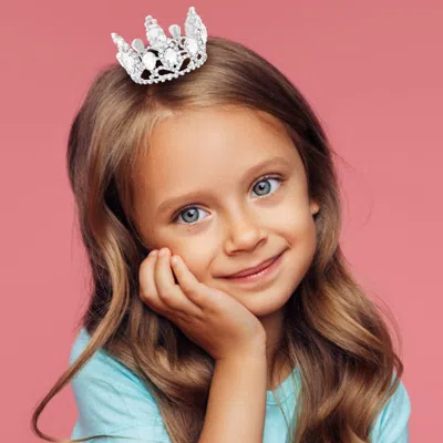 FASHNZFAB CRYSTAL OVAL ACCENTED RHINESTONE PAVE MINI CROWN TIARA