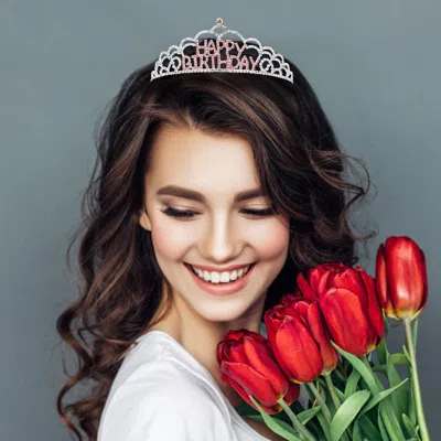 FASHNZFAB CRYSTAL RHINESTONE HAPPY BIRTHDAY PARTY TIARA