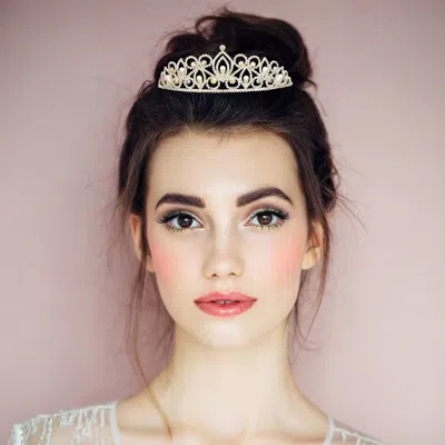 FASHNZFAB CRYSTAL RHINESTONE PEARL MARQUISE TIARA