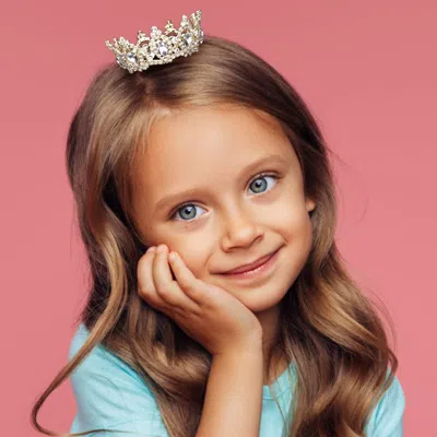 FASHNZFAB CRYSTAL TEARDROP RHINESTONE PAVE CROWN MINI TIARA