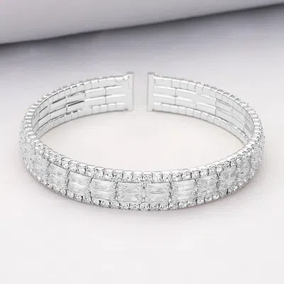 FASHNZFAB CZ BAGUETTE STONE ACCENTED EVENING BRACELET