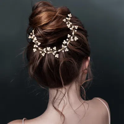 FASHNZFAB CZ MARQUISE ROUND STONE CLUSTER LEAF VINE WRAP HEADPIECE