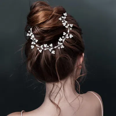 FASHNZFAB CZ MARQUISE ROUND STONE CLUSTER LEAF VINE WRAP HEADPIECE