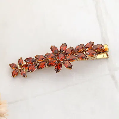 FASHNZFAB CZ MARQUISE STONE FLOWER ALLIGATOR SNAP HAIR CLIP