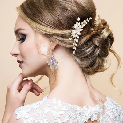 FASHNZFAB CZ STONE CLUSTER FLOWER BRANCH HAIR COMB