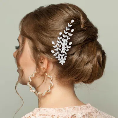 FASHNZFAB CZ STONE CLUSTER FLOWER LEAF BUNCH HAIR COMB