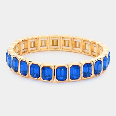 FASHNZFAB EMERALD CUT STONE STRETCH EVENING BRACELET