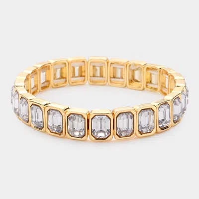 FASHNZFAB EMERALD CUT STONE STRETCH EVENING BRACELET