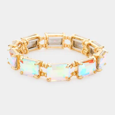 FASHNZFAB EMERALD CUT STONE STRETCH EVENING BRACELET