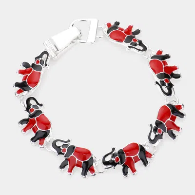 FASHNZFAB ENAMEL METAL ELEPHANT LINK MAGNETIC BRACELET