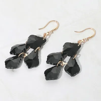FASHNZFAB FACETED TEARDROP STONE CLUSTER LINK DROP DANGLE EVENING EARRINGS