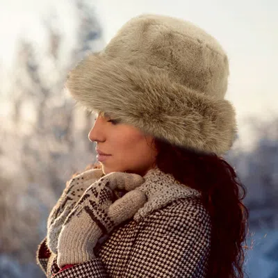FASHNZFAB FAUX FUR RUSSIAN STYLE PLUSH BUCKET HAT