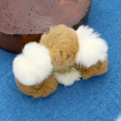 FASHNZFAB FAUX FUR TRIPLE POM POM HAIR CLAW CLIP